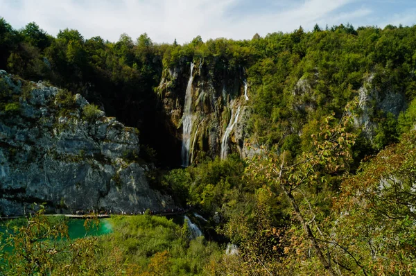 Chorwacja Jeziora Plitwickie Najpiękniejsze Miejsce Europie Dolina Jezior Wodospadów — Zdjęcie stockowe