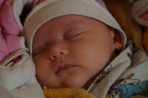 Foto Primo Piano Una Bambina Bambino Addormentato — Foto Stock