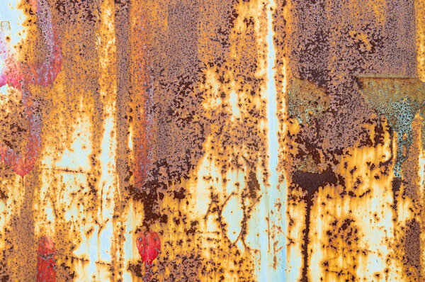 Texture of an old, damaged paintwork on iron. The texture of the old metal. Rust.