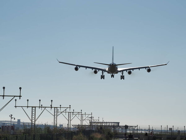 Airplane landing at the airport
