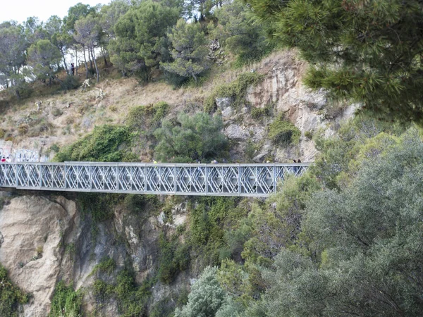 Μεταλλική Γέφυρα Στο Πάρκο Guinard Βαρκελώνη Ισπανία — Φωτογραφία Αρχείου