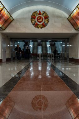 Saint Petersburg / Rusya - 5 Ekim 2019: Saint Petersburg Yeni İstasyonu Metro 