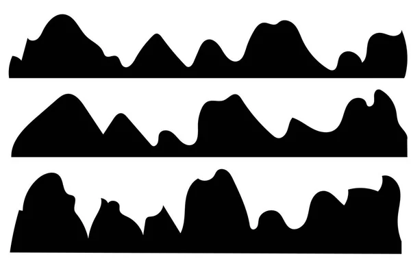 手の白い Background Set の山々 のシルエット描画シルエット山頂の風景 — ストックベクタ