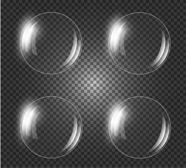 Sabun köpüğü gerçekçi şeffaf sabun köpüğü, su kabarcıkları yansıması ile ayarla 