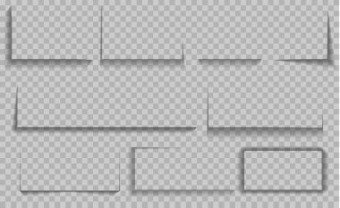 Vektör gölgeler izole. Yuvarlak ve kare gölge efektleri kümesi.