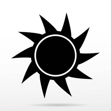 Basit güneş vektör simgesi beyaz arka plan üzerinde.