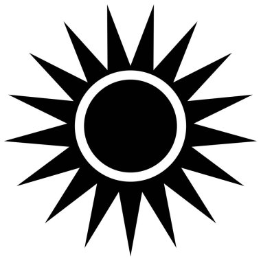 Basit güneş vektör simgesi beyaz arka plan üzerinde.