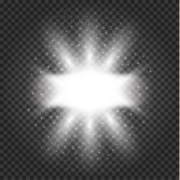 Glowing lights effect, flare, explosion and stars. — Stock Vector