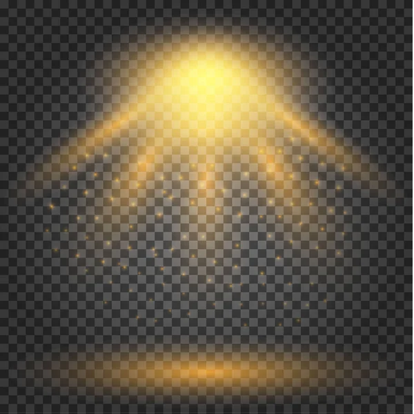 Glödande ljus effekt, fackling, explosion och stjärnor — Stock vektor