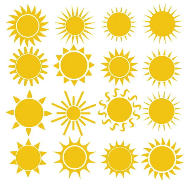 Düz güneş simgesi. Güneş piktogram. Trendy vektör yaz sembolü — Stok Vektör