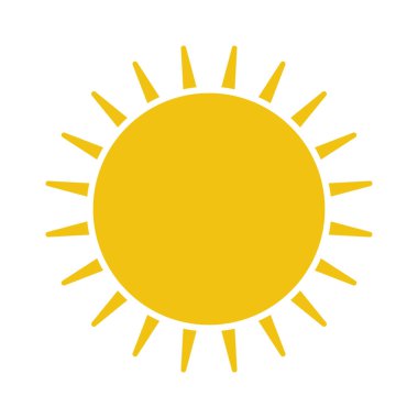 Düz güneş simgesi. Güneş piktogram. Şablon vektör çizim. 