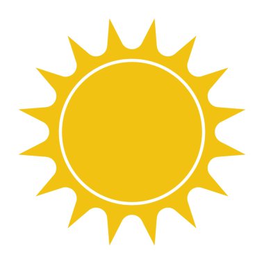 Düz güneş simgesi. Güneş piktogram. Şablon vektör çizim. 