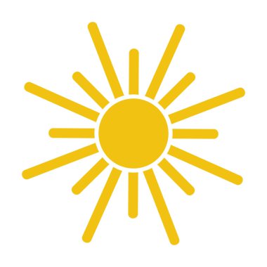 Düz güneş simgesi. Güneş piktogram. Şablon vektör çizim. 