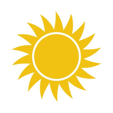Düz güneş simgesi. Güneş piktogram. Şablon vektör çizim. 