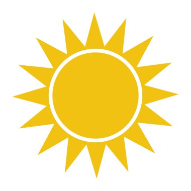 Düz güneş simgesi. Güneş piktogram. Şablon vektör çizim. 