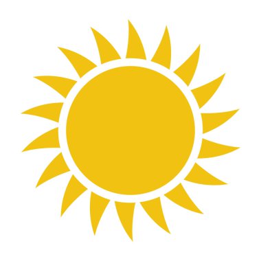 Düz güneş simgesi. Güneş piktogram. Şablon vektör çizim. 