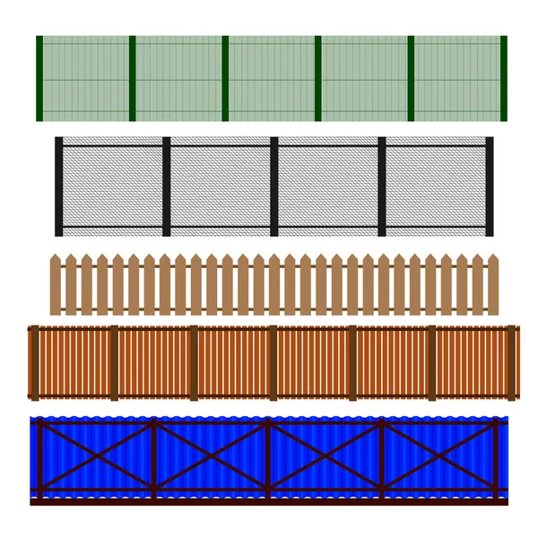 Cercado listo. Diferentes diseños de vallas y paredes ilustración . — Archivo Imágenes Vectoriales