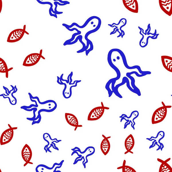 Linear Outdoors. Marine and nautical backgrounds in navy blue and white colors. Cute fish. Kids lbackground. Seamless pattern.