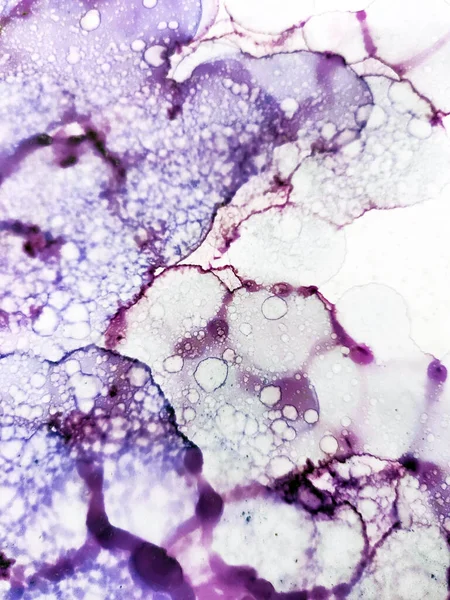 Alcohol Abstract. Violet and White Drops. Purple pattern. Abstract Lilac Flower. Delicate Lilac Liquid. Pigment Wash Drawing. Alcohol Ink Stains. Background for Cards Spot.