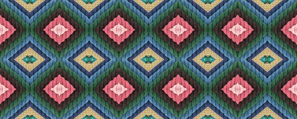 Seamless Ethnic Ornament. Needlework Lines Weaving. Woven Tapestry Dull Print. Rug macrame Volume Border. Arabesque Threadbare. Wicker National Mouline.