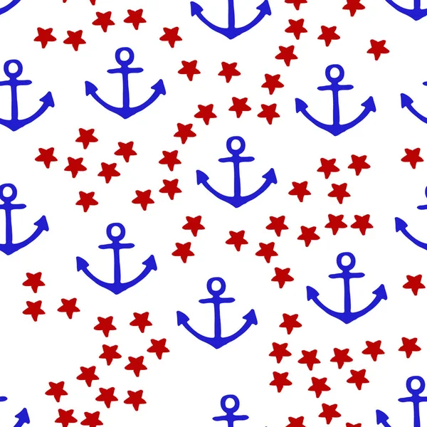 Cute Nautical Pattern. Marine and nautical backgrounds. Sea theme. Seamless patterns. Cartoon seamless retro pattern,wrapping paper. Cartoon Illustration.