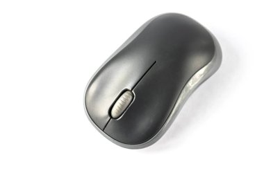 Beyaz arka plan yakın çekim bilgisayarda için siyah mouse.