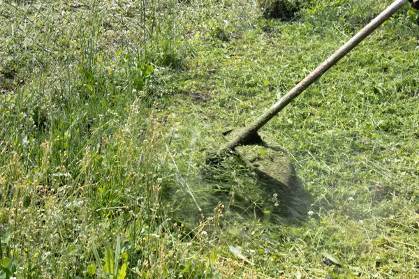 çim biçme makinesi ile çim biçme.