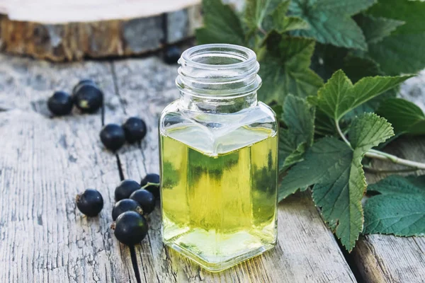 Cam şişede siyah frenk üzümlü tıbbi tentür. Siyah frenk üzümü soğuk çare özü.