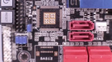 Bir Sata denetleyici yuvasının yakın çekimi, makro görünümü, kaydırıcı çekimi