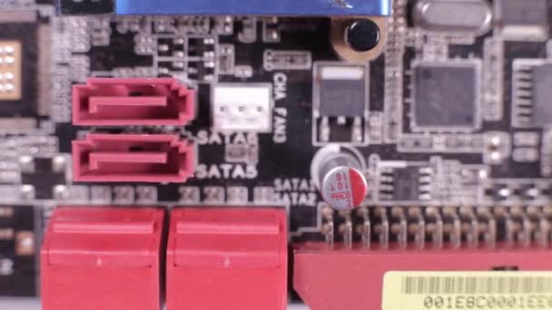 Close Slot Controlador Sata Vista Macro Tiro Deslizante — Vídeo de Stock