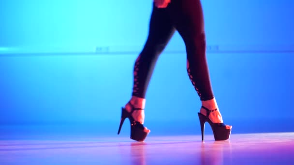 Танцювальні Ноги Високих Підборах Стрип Танці — стокове відео