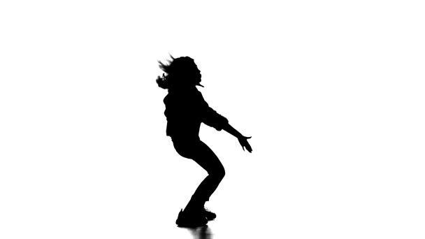 Beyaz Arka Plan Üzerinde Siyah Siluet Kız Dans Hip Hop — Stok video