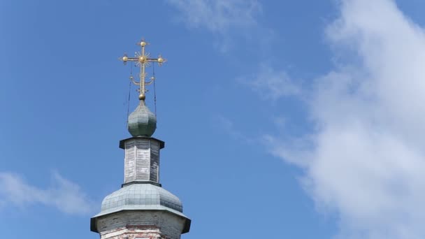 Igreja Ortodoxa Céu Nuvens Movimento Fundo Timelapse — Vídeo de Stock