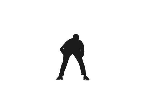 Black Silhouette White Background Girl Dancing Hip Hop Street Dancing — Stock Video