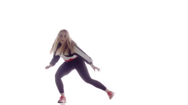 Profesionální Tanečnice Hip Hop Izolovaná Bez Šance Současná Choreografie — Stock video