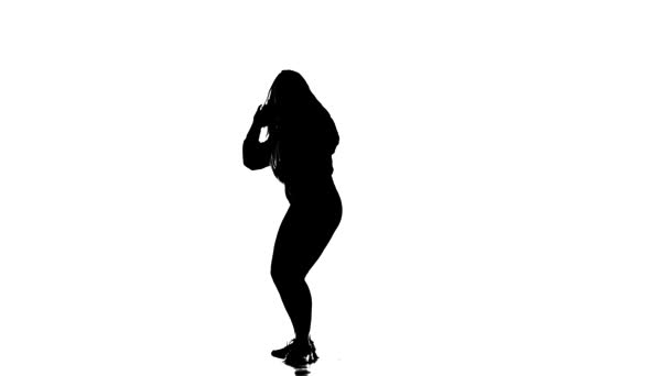 Danseuse Professionnelle Break Hip Hop Silhouette Noire Sur Fond Blanc — Video