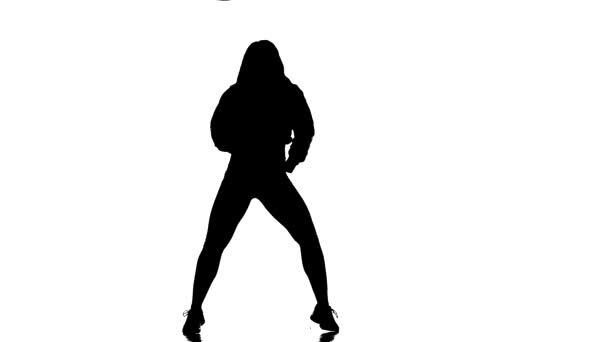 Silhouette Talented Young Break Girl Dancer Hip Hop Street Dance — Stock Video