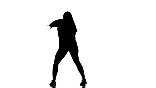 Silhouette Une Jeune Danseuse Talentueuse Danse Rue Hip Hop Sur — Video