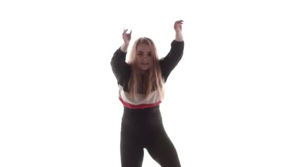 Attraktive Tänzerin Modernen Stils Die Studio Auftritt Hip Hop Streetdance — Stockvideo