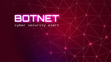 Botnet Siber Güvenlik Uyarı Kavramı. Koyu Kırmızı Bg