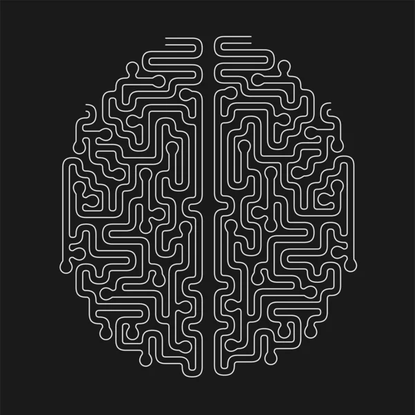 脳形状迷路ベクトルデザイン。問題の概念を解決する — ストックベクタ
