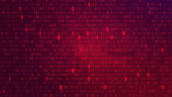 Código binario digital en rojo BG. Concepto de cibercrimen — Archivo Imágenes Vectoriales