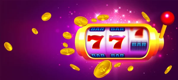 Slot Makinesi ve Sikkeler ile Trendy Casino Vektör — Stok Vektör