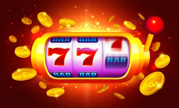 Gouden slot machine met bewegende iconen vector — Stockvector