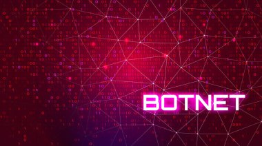 Botnet Siber Güvenlik Uyarı Kavramı. Koyu Kırmızı Bg