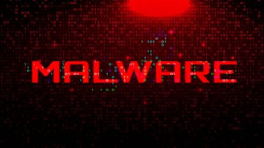 Malware Siber Güvenlik Uyarı Kavramı. Koyu Kırmızı Bg