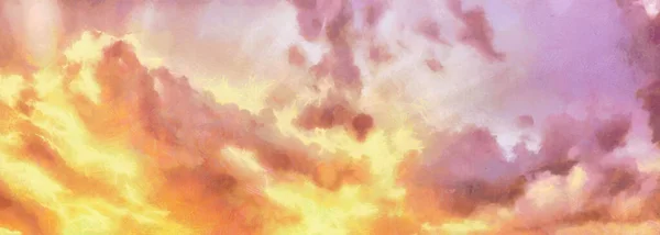 Hermoso cielo soleado con nubes Pintura expresiva — Foto de Stock