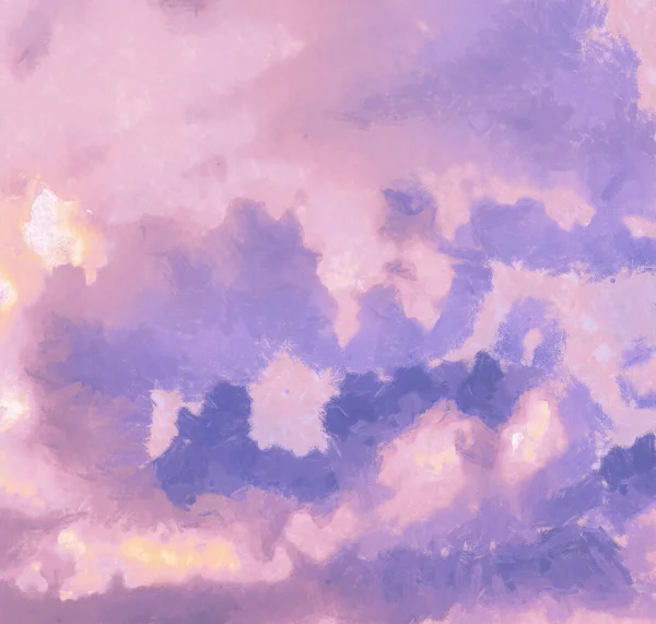 Schöner Himmel mit Wolken expressive Kreidemalerei Ästhetik — Stockfoto