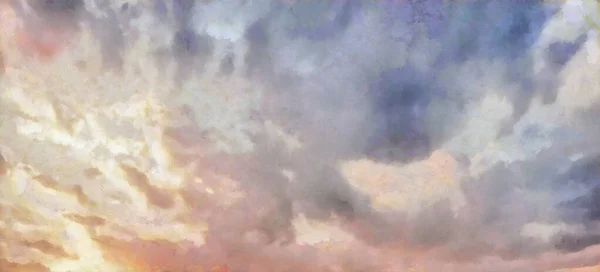Cielo hermoso con nubes Pintura al óleo expresiva — Foto de Stock