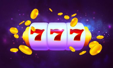 Dön ve Kazan Makinesi. Uzay Arkaplanlı Moda Kumarhane Tasarımı